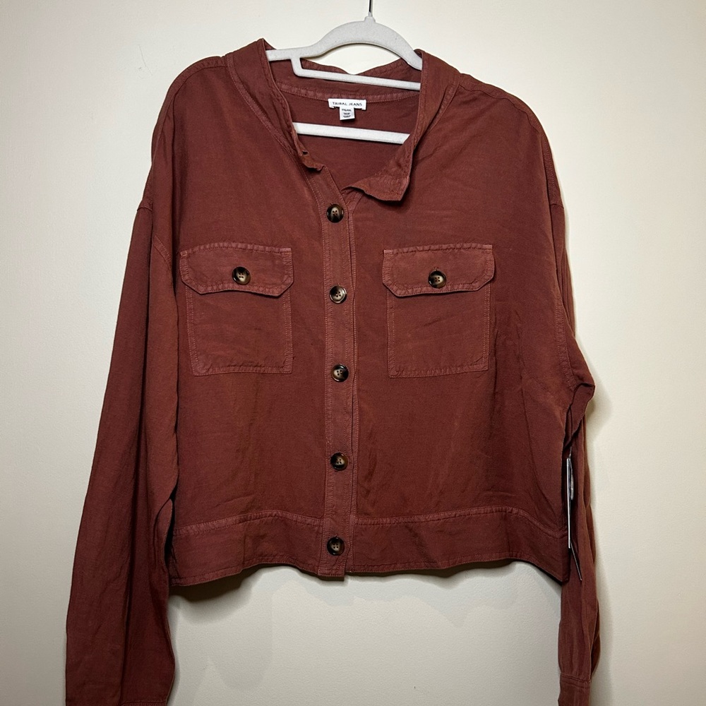 Green Ink Burnt Orange Cropped Jacket